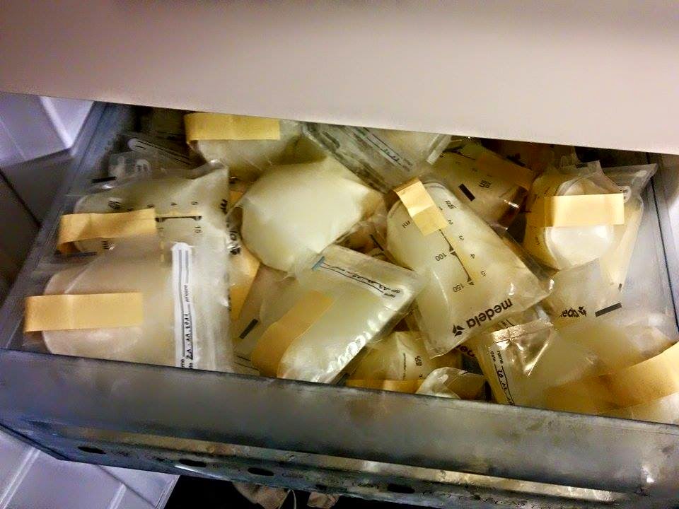 Donor milk in a freezer