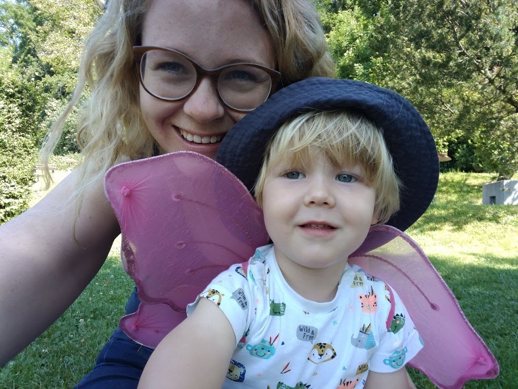 Mom with boy on the meadow